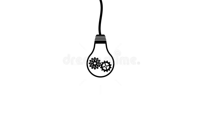 Gear-Powered Light Bulb Animation with Flickering Lines vector illustration