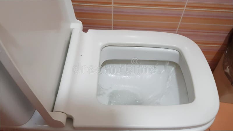 4 k videoklipp rengör modern toalett spolad med vatten efter användning