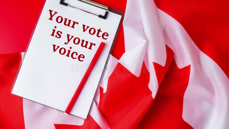 4k zoomer sur le drapeau national du canada. drapeau canadien avec feuille d'érable message. jour d'élection