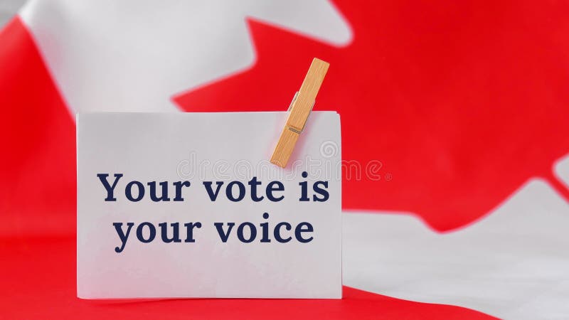 4k zoomer sur le drapeau national du canada. drapeau canadien avec feuille d'érable message. jour d'élection