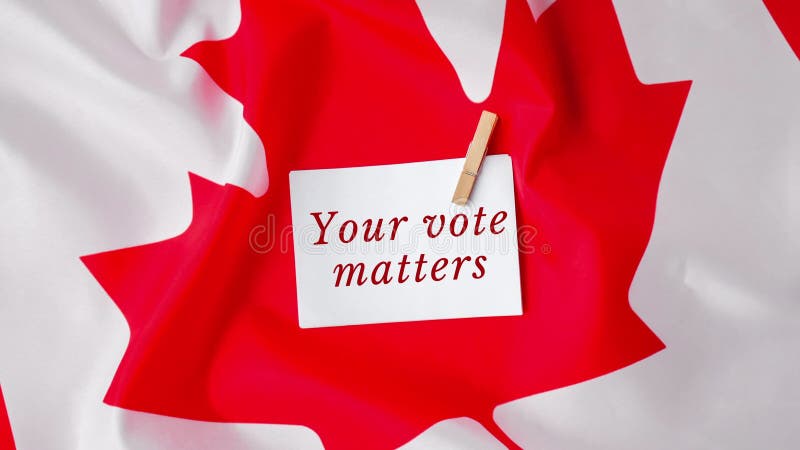 4k zoomer sur le drapeau national du canada. drapeau canadien avec feuille d'érable message. jour d'élection