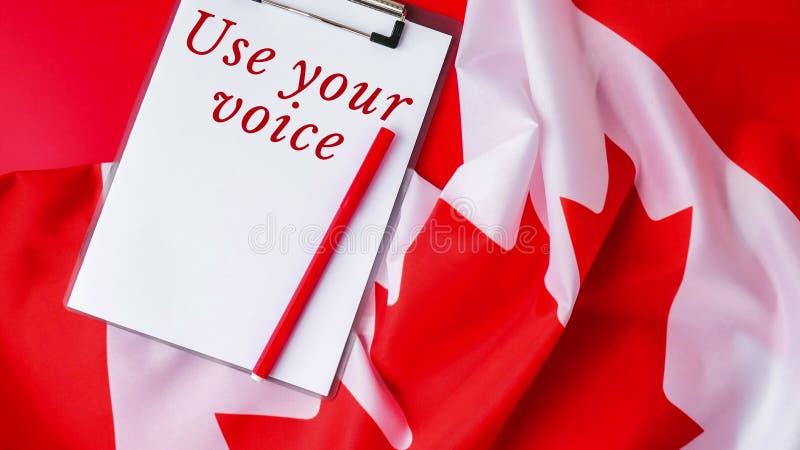 4k zoomer sur le drapeau national du canada. drapeau canadien avec feuille d'érable message. jour d'élection