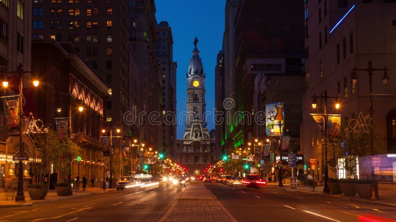 4K νύχτα timelapse των οδών της Φιλαδέλφειας - χρόνος Philly laspe - Pennsylavania ΗΠΑ
