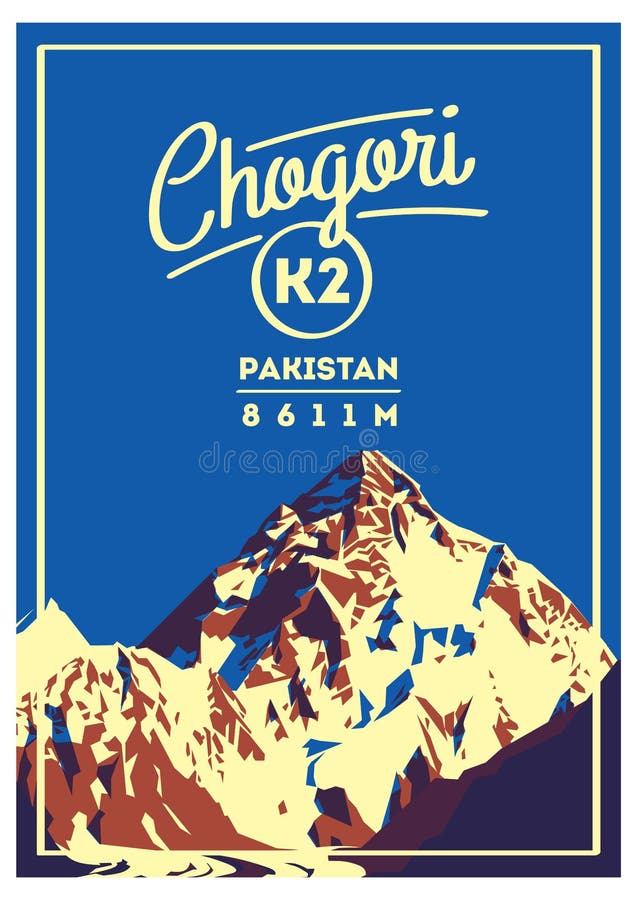 K2 в Karakoram, плакате приключения Пакистана внешнем Иллюстрация горы Chogory бесплатная иллюстрация