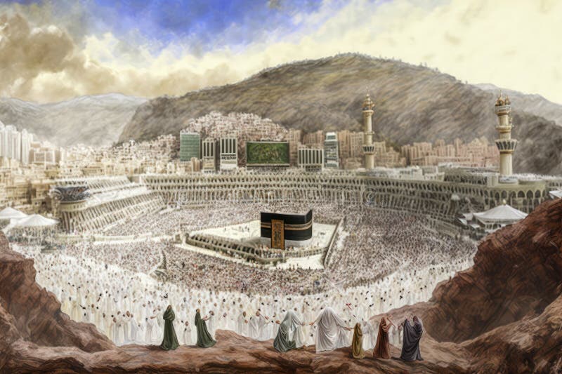 The Kaaba, the most important pilgrimage site in Islam. Created with generative artificial intelligence technology.