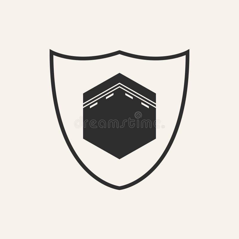 Kaaba Shield Logo Vector Design Silhouette Stock Illustration