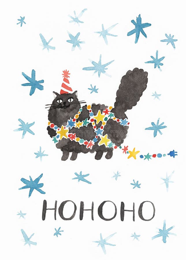 Kaart met een waterverftekening van een bedrijf in een slinger, sneeuwvlokken en het van letters voorzien vector illustratie Kaart met een waterverftekening van een bedrijf in een slinger, sneeuwvlokken en het van letters voorzien vector illustratie