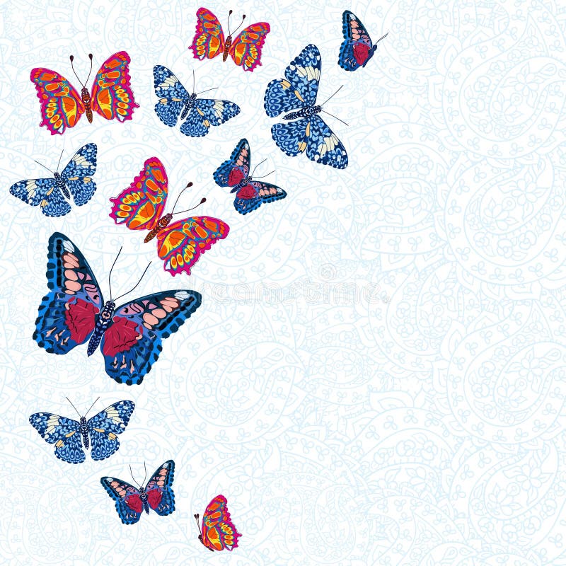 Harnas knoflook grond Kaart Met Kleurrijke Vlinders Vector Illustratie - Illustration of indisch,  helder: 43954613