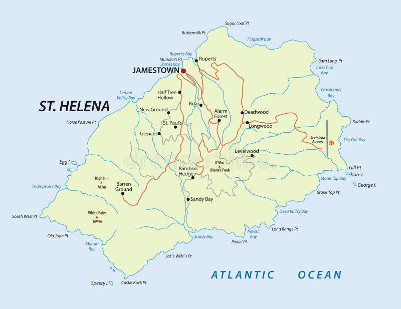 St. Helena Island Map Atlantic Ocean 
