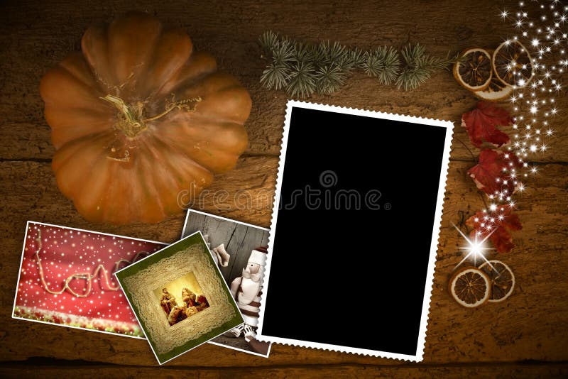 Kaart van de Kerstmisgroet één leeg fotokader royalty-vrije stock fotografie Kaart van de Kerstmisgroet één leeg fotokader royalty-vrije stock fotografie