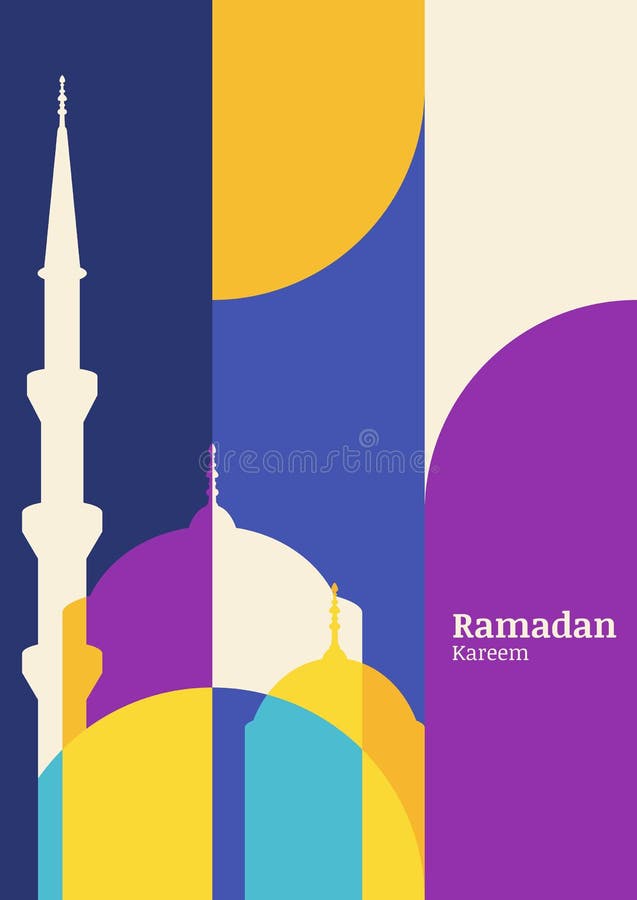 Kaart van de Ramadan de vectorgroet met silhouet van moskee Samenvatting