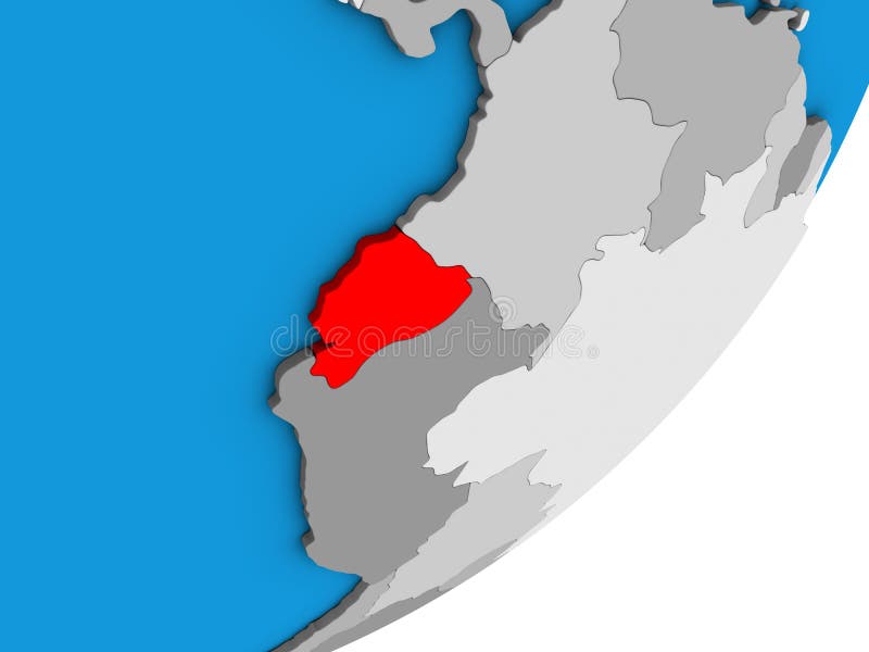 Kaart van Ecuador op 3D bol stock illustratie