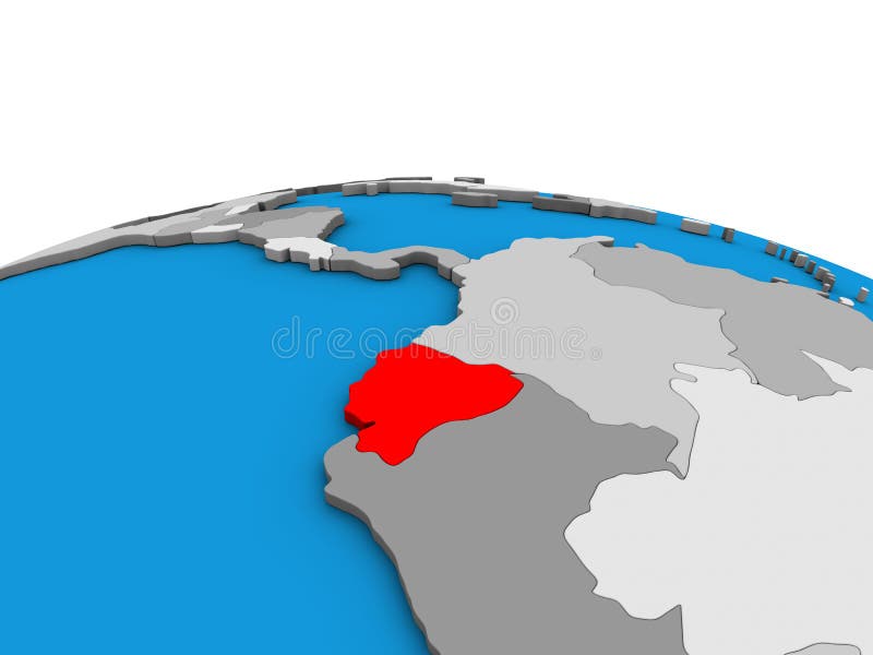 Kaart van Ecuador op 3D bol stock illustratie