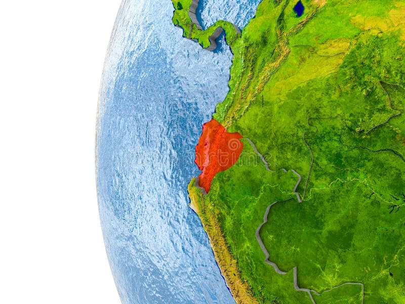Kaart van Ecuador op model van bol stock illustratie