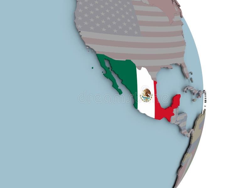 Kaart van Mexico op politieke bol met vlag vector illustratie Kaart van Mexico op politieke bol met vlag vector illustratie
