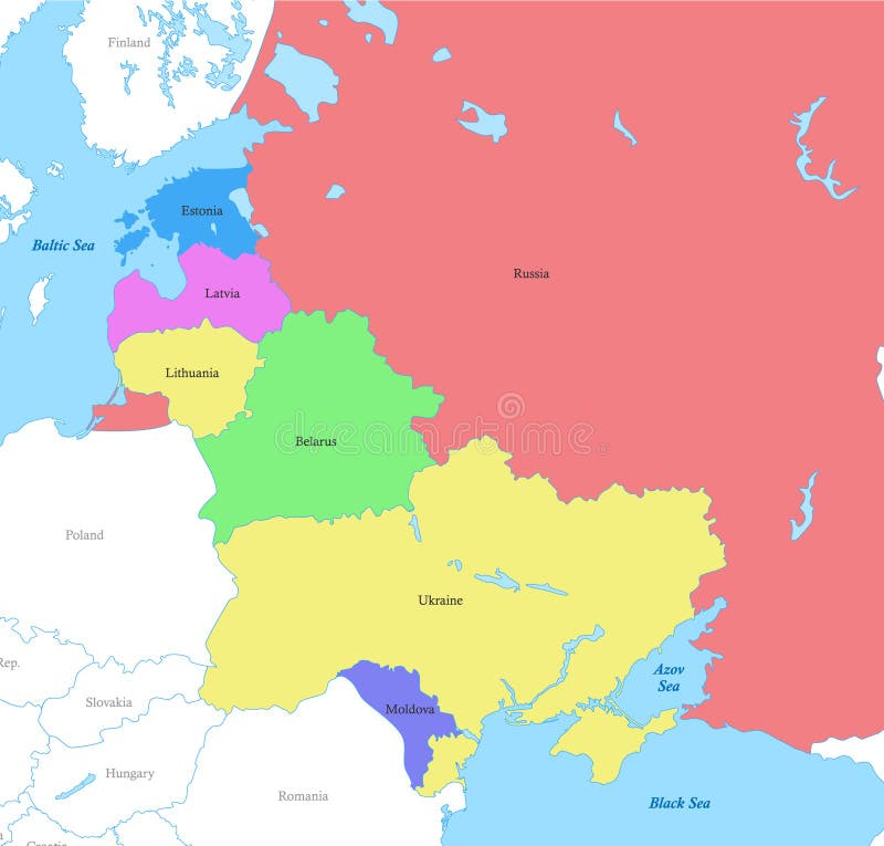 Kaart Van Oost - Europa Met Grenzen Van De Landen. Vector Illustratie ...