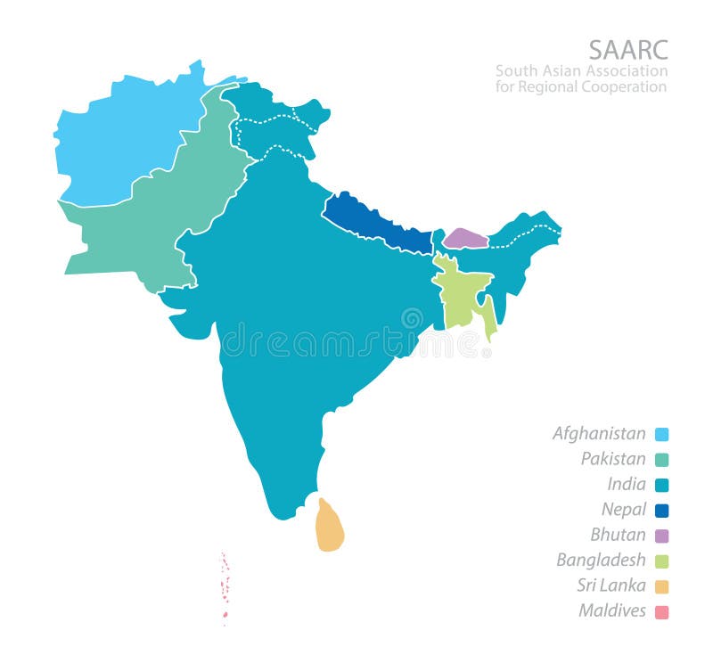 Kaart van Zuiden Aziatische Vereniging voor Regionale Samenwerkingssaarc