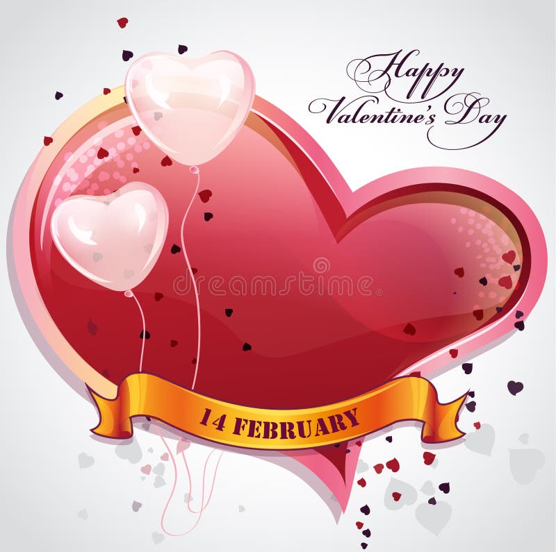 Kaart voor de Dag van Valentine met harten en ballons royalty-vrije illustratie Kaart voor de Dag van Valentine met harten en ballons royalty-vrije illustratie