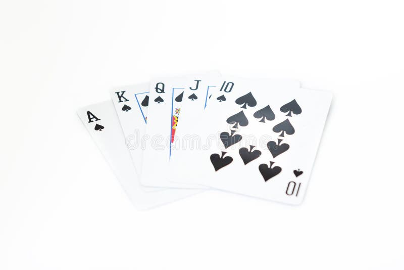 Kaartspel met spade rechte vloed zwart stock foto Kaartspel met spade rechte vloed zwart stock foto