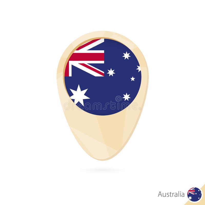 Kaartwijzer met vlag van Australië Oranje abstract kaartpictogram vector illustratie Kaartwijzer met vlag van Australië Oranje abstract kaartpictogram vector illustratie