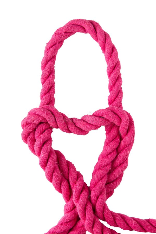 Kabel die op wit wordt geïsoleerdr Close-up van knoop of knoop van twee roze r stock foto's Kabel die op wit wordt geïsoleerdr Close-up van knoop of knoop van twee roze r stock foto's