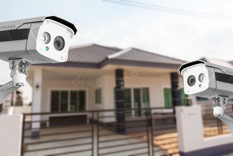 Kabeltelevisie-de veiligheid die van de Huiscamera bij huis werken stock afbeeldingen Kabeltelevisie-de veiligheid die van de Huiscamera bij huis werken stock afbeeldingen
