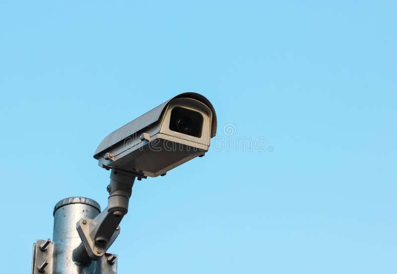 Kabeltelevisie, Veiligheidscamera in de Stad stock afbeeldingen Kabeltelevisie, Veiligheidscamera in de Stad stock afbeeldingen