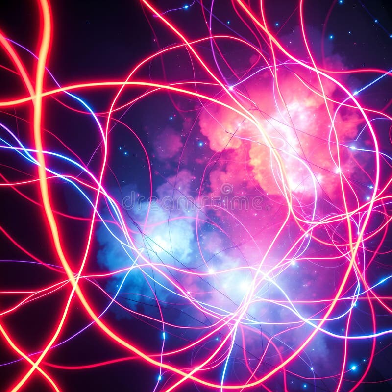 Kablarna för Cosmic Neon : Hypnoc Fusion of Tech&Space i UltraRealistic UHD vektor illustrationer