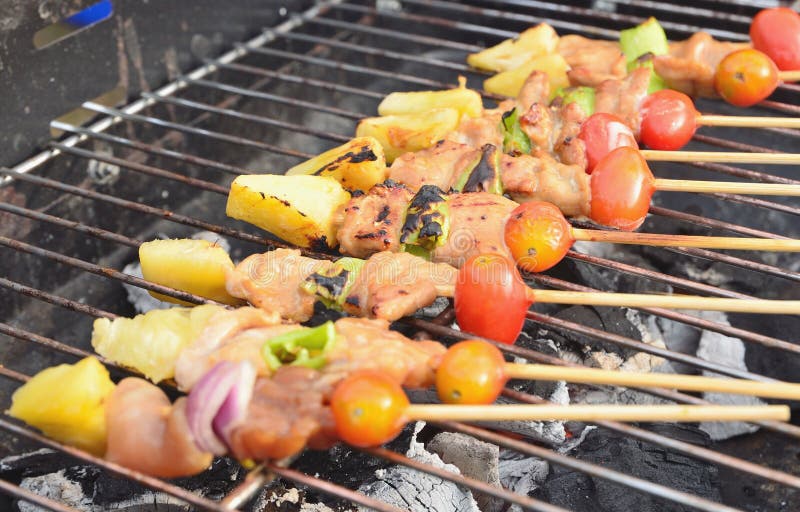 Kabob on BBQ grill stock photo. Image of fire, kabab 39523670