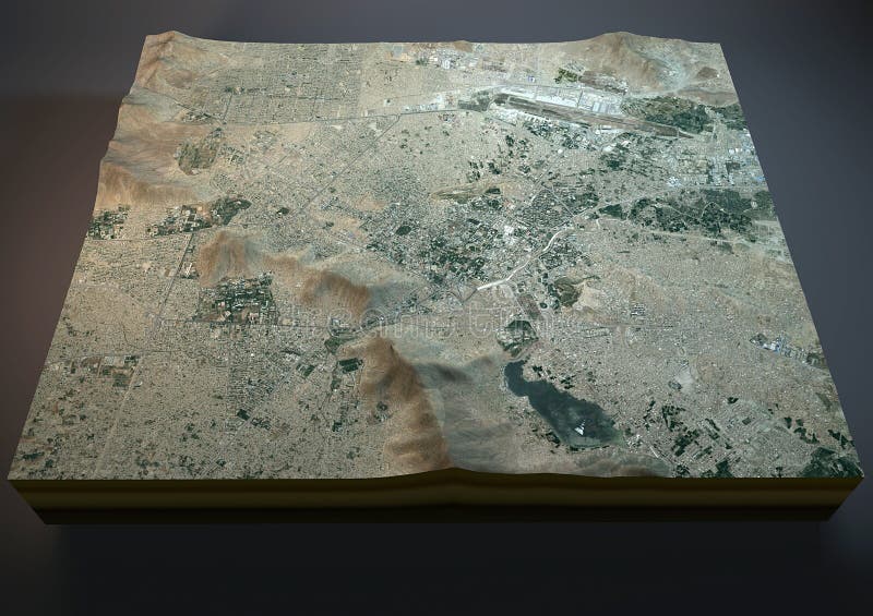 Kabul map, satellite view, section 3d, Afghanistan, city