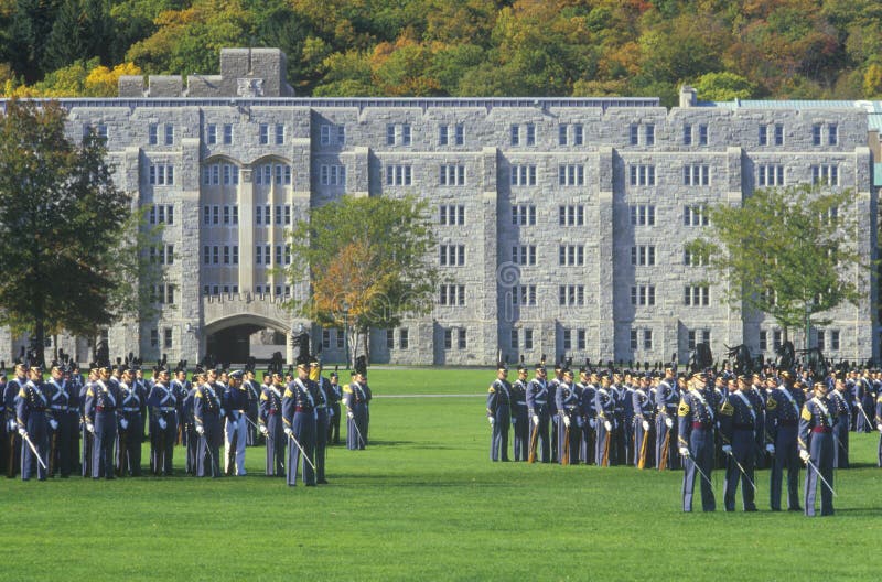 Kadetter i bildande, West Point militärhögskola, West Point, New York