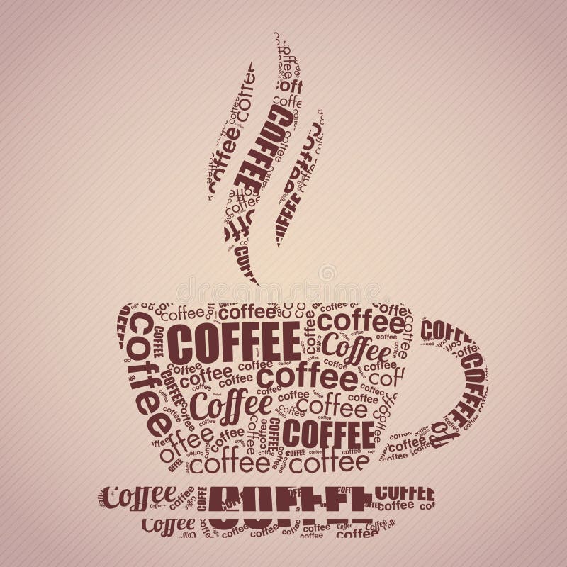 Kaffe kuper typografi uttrycker molnet vektor illustrationer Kaffe kuper typografi uttrycker molnet vektor illustrationer
