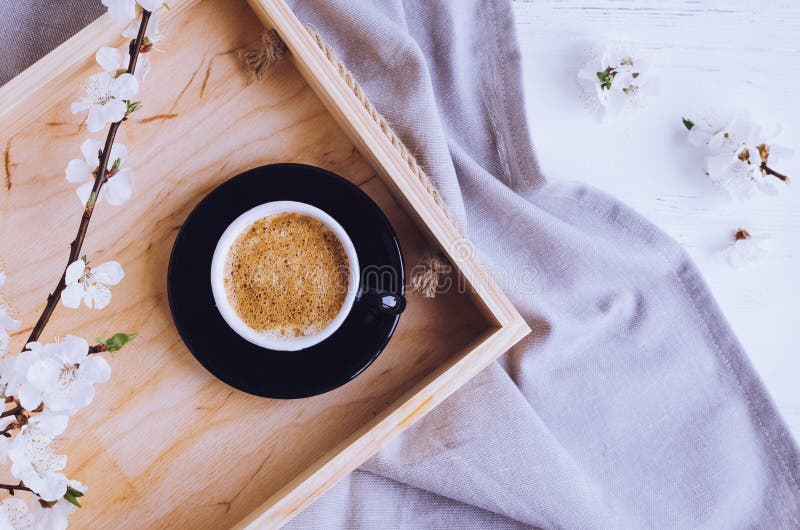 Kaffe och körsbärsröd blomning royaltyfri bild Kaffe och körsbärsröd blomning royaltyfri bild