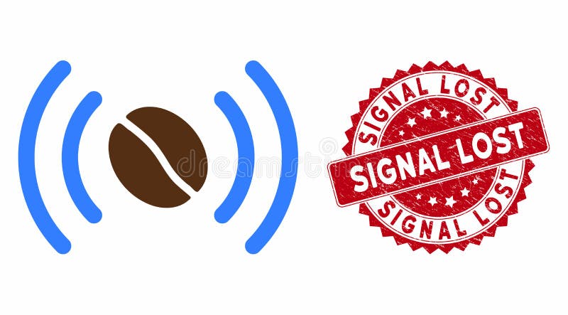 Kaffe-Wifi-platsikon med störningssignal förlorad stämpel vektor illustrationer