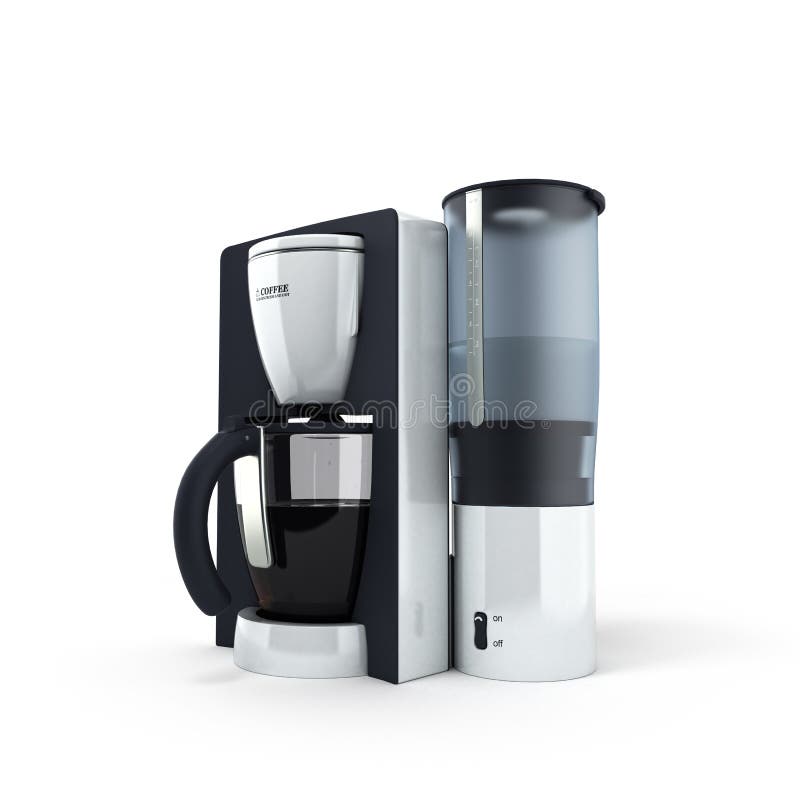 Kaffebryggare på den vita bakgrunden stock illustrationer Kaffebryggare på den vita bakgrunden stock illustrationer