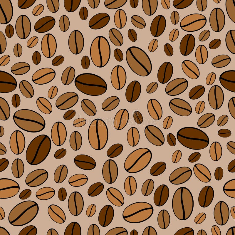 Kaffebönemönster. Brunt kaffebryggare. royaltyfri illustrationer