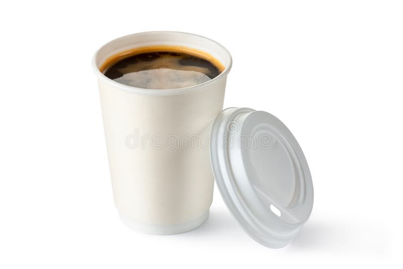 Kaffee in einem geöffneten Einwegbecher lizenzfreie stockfotografie