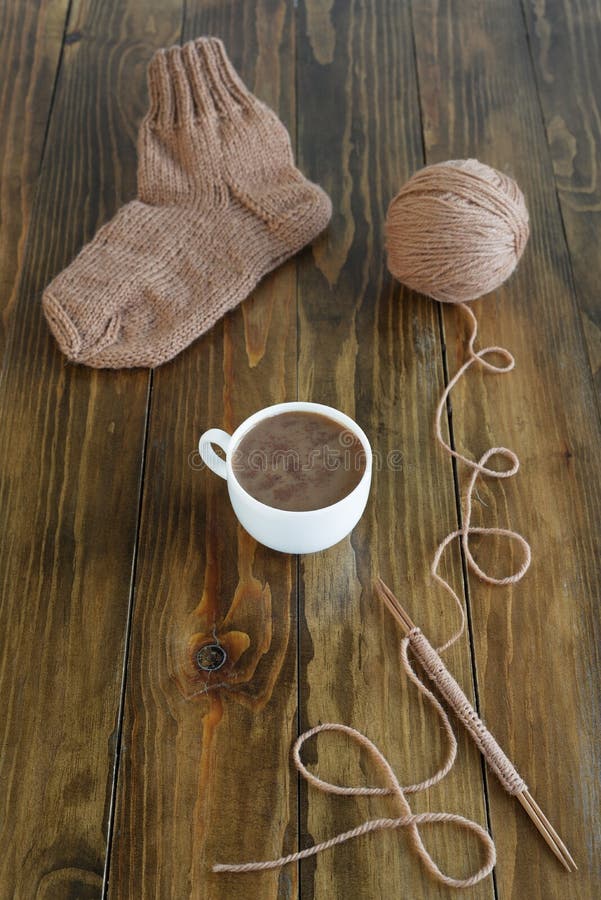 Dicke Warme Stricksocken Für Damen | Retro-Kaffeefarbe, Wadenlang | Perfekt Für Den Winter & Gemütliche Tage