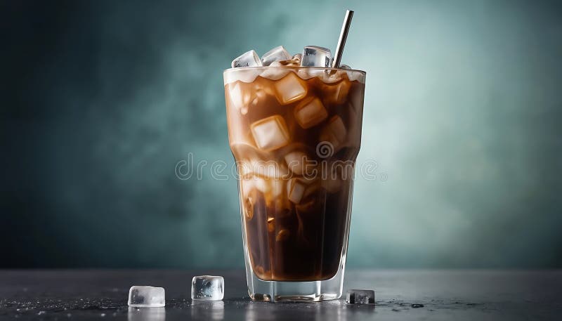 Kaffeelett mit Creme und Metallstahl auf dunklem Tabletop vektor abbildung