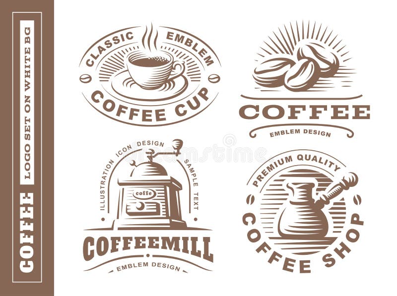 Kaffeelogo - vector Illustration, das Emblem, das auf weißen Hintergrund eingestellt wird