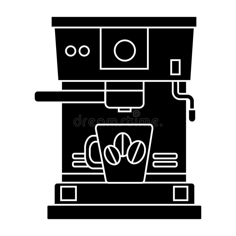 Kaffeemaschine mit Kaffeetasseikone, Vektorillustration, schwarzes Zeichen auf lokalisiert lizenzfreie abbildung Kaffeemaschine mit Kaffeetasseikone, Vektorillustration, schwarzes Zeichen auf lokalisiert lizenzfreie abbildung