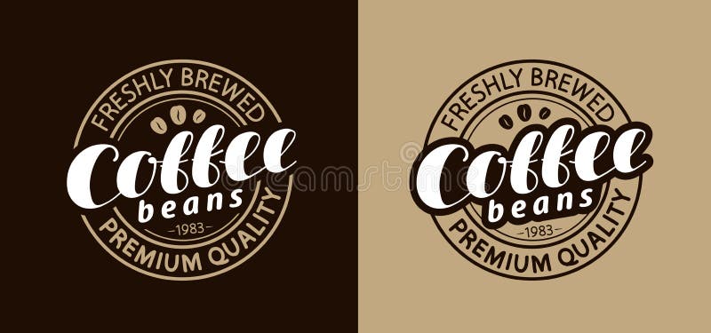 Kaffeestempel oder -emblem Frisch gebraute Bohnen Auch im corel abgehobenen Betrag stock abbildung
