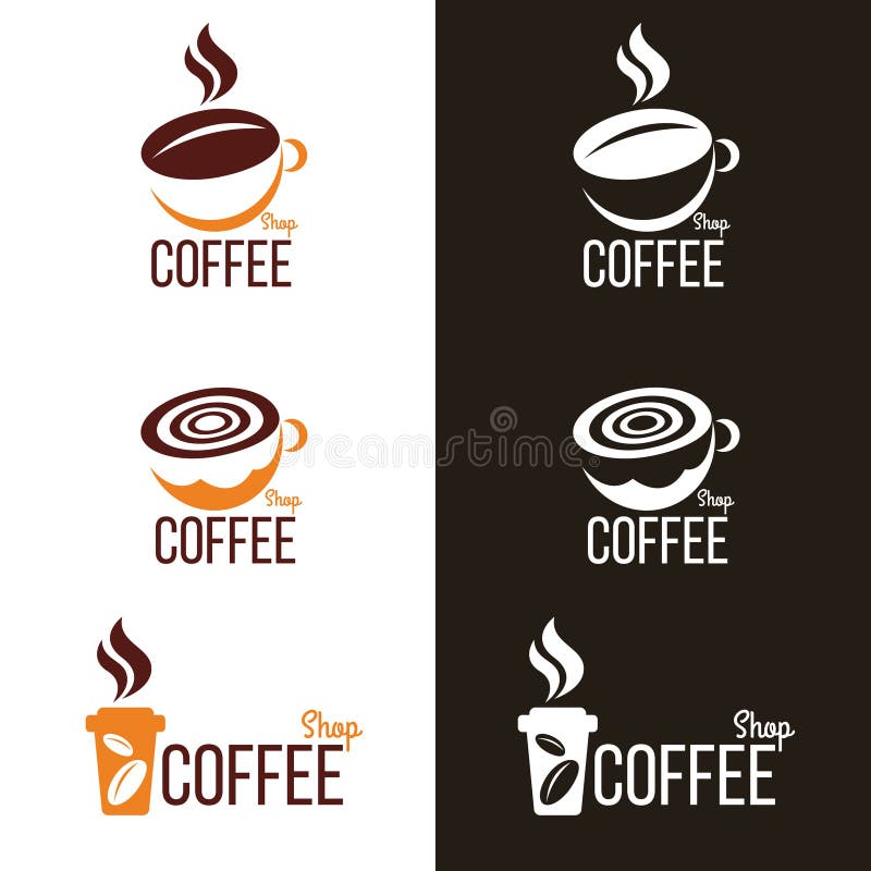 Kaffeetasse und Kaffeebohnelogo vector Bühnenbild