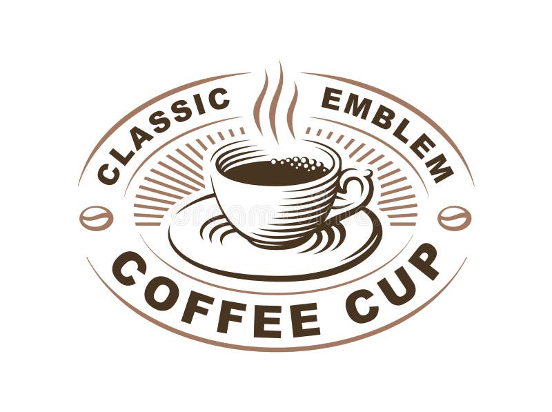 Kaffeetasselogo - vector Illustration, Emblem auf weißem Hintergrund