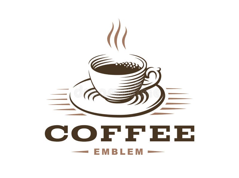 Kaffeetasselogo - vector Illustration, Emblem auf weißem Hintergrund