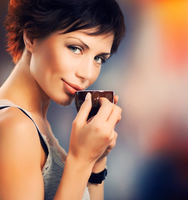 kaffeflicka royaltyfria bilder
