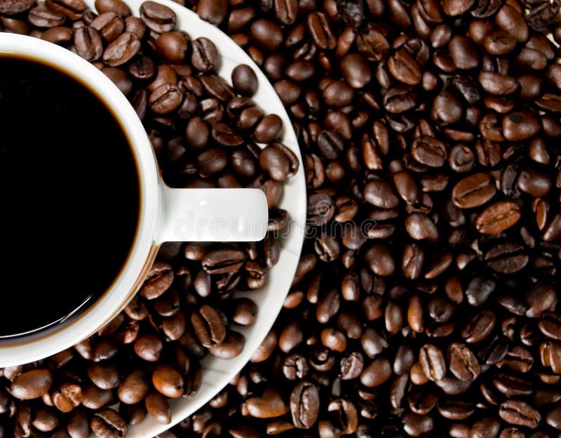 Kaffekopp och kaffebönor