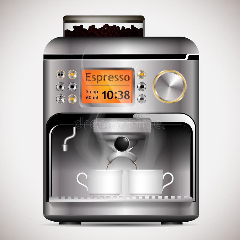 Kaffemaskin med koppar stock illustrationer Kaffemaskin med koppar stock illustrationer