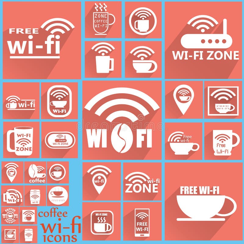 KaffeWIFI symboler 2 royaltyfri illustrationer