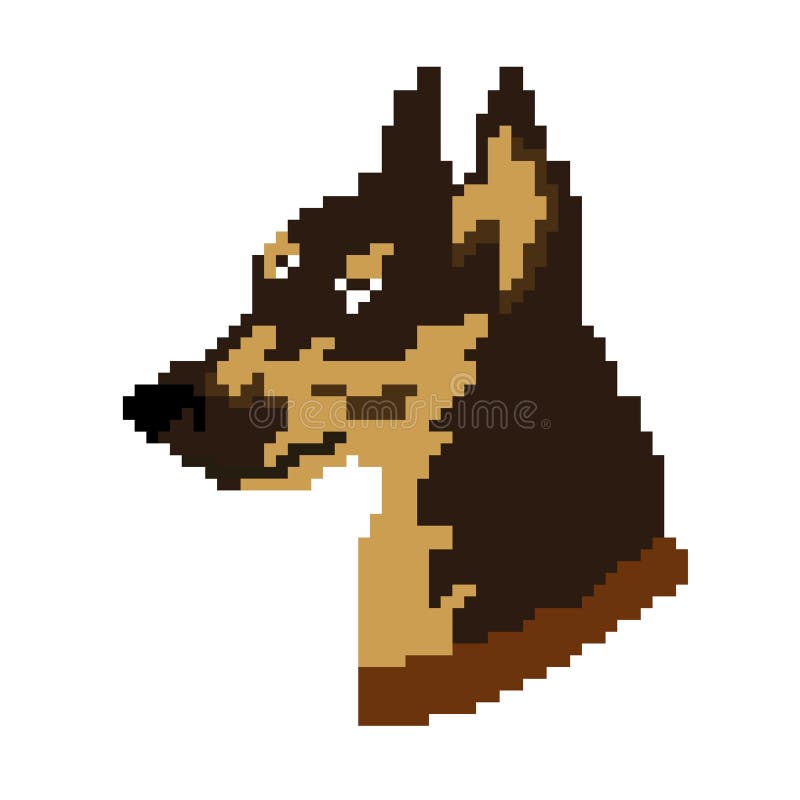 Kaganiec, Doberman psa sylwetka z brązu czesakiem malował w kwadratach i pikslach również zwrócić corel ilustracji wektora ilustracji Kaganiec, Doberman psa sylwetka z brązu czesakiem malował w kwadratach i pikslach również zwrócić corel ilustracji wektora ilustracji